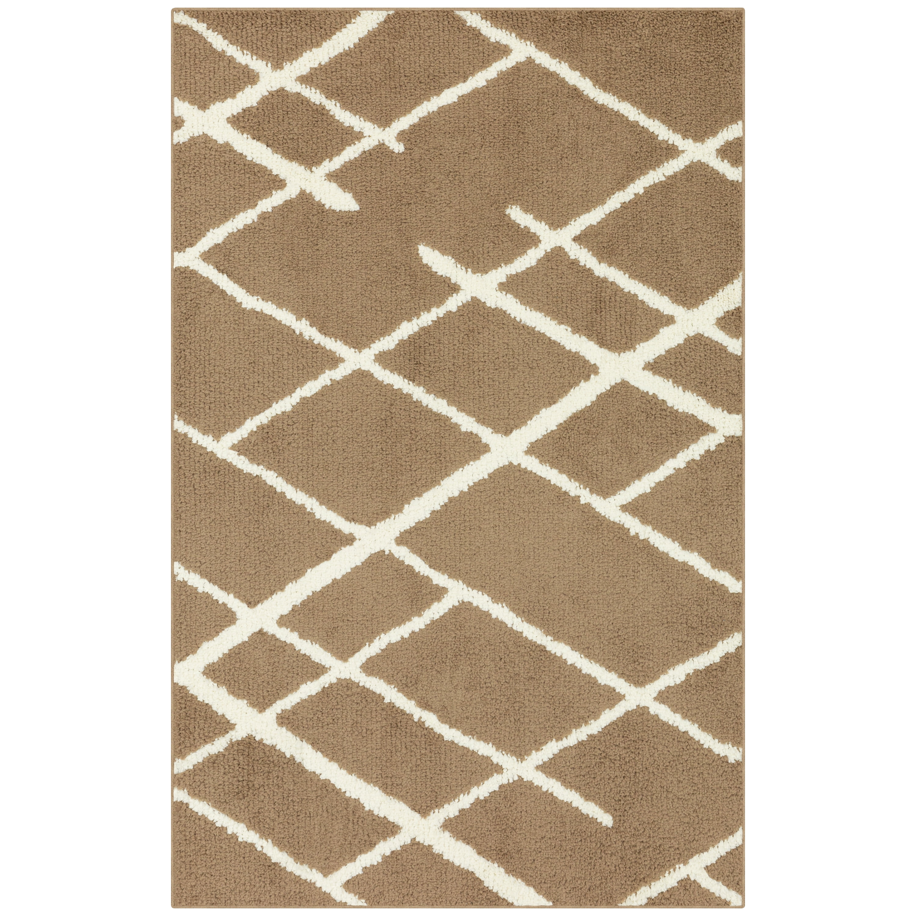 Mainstays Diamond Plush Contemporary Brown Shag Indoor Area Rug, 3'x4'8 ...