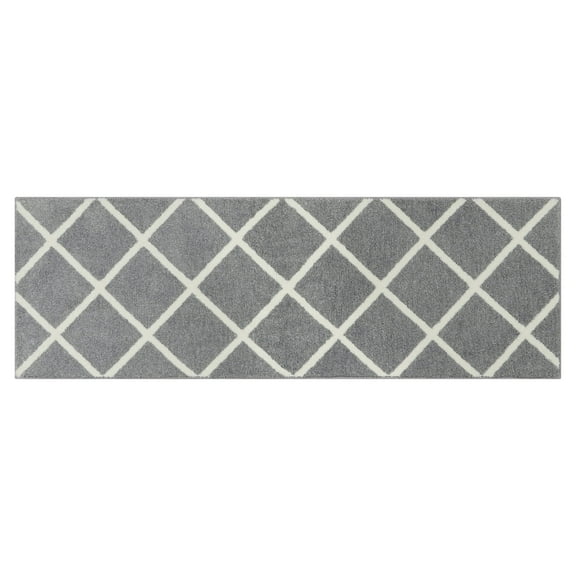 Mainstays Diamond Plush Grey Indoor 20" x 60" Runner Rug