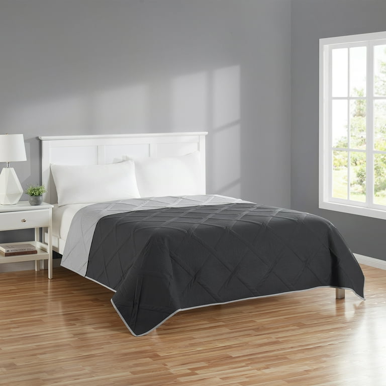 Mainstays Reversible Diamond Quilt Grey Full Queen