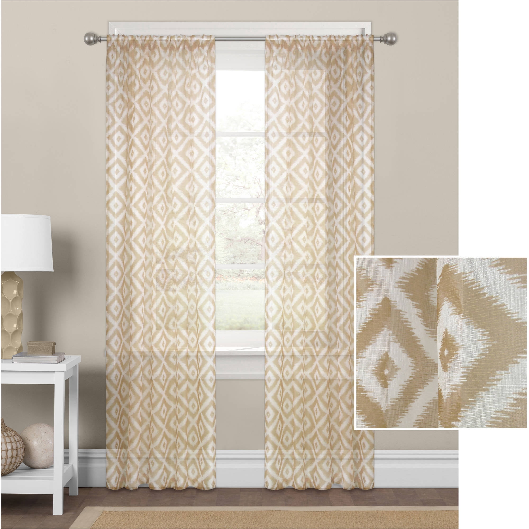 Mainstays Diamond Sheer Window Curtain Panel