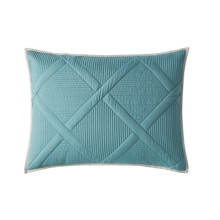 Mainstays Diamond Pinsonic Quilted Pillow Sham, Teal Blue, Standard/Queen, 1 Pack, All Ages