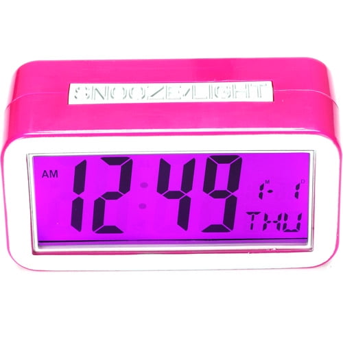 Mainstays Digital Alarm Clock, Fucshia