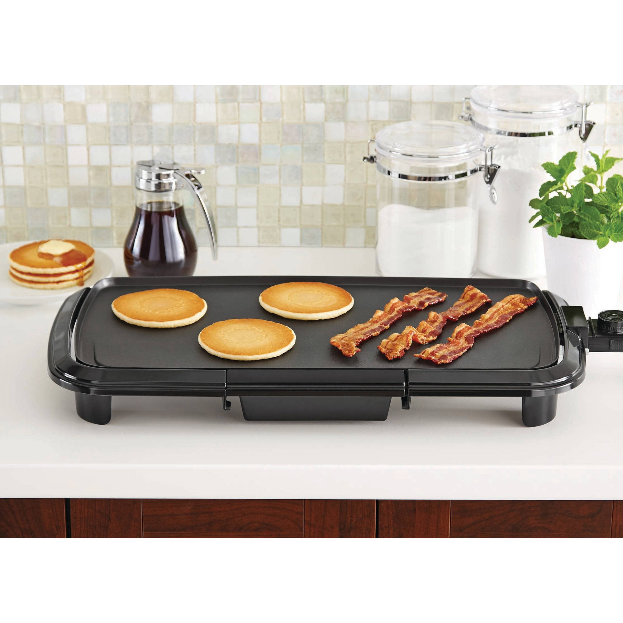 BENTISM Electric Countertop Flat Top Griddle, 22 Teppanyaki Grill, 1600W  Commercial Electric Griddle, Stainless Steel Electric Countertop Griddle  with Drip Hole, 50-300℃ Countertop Griddle 