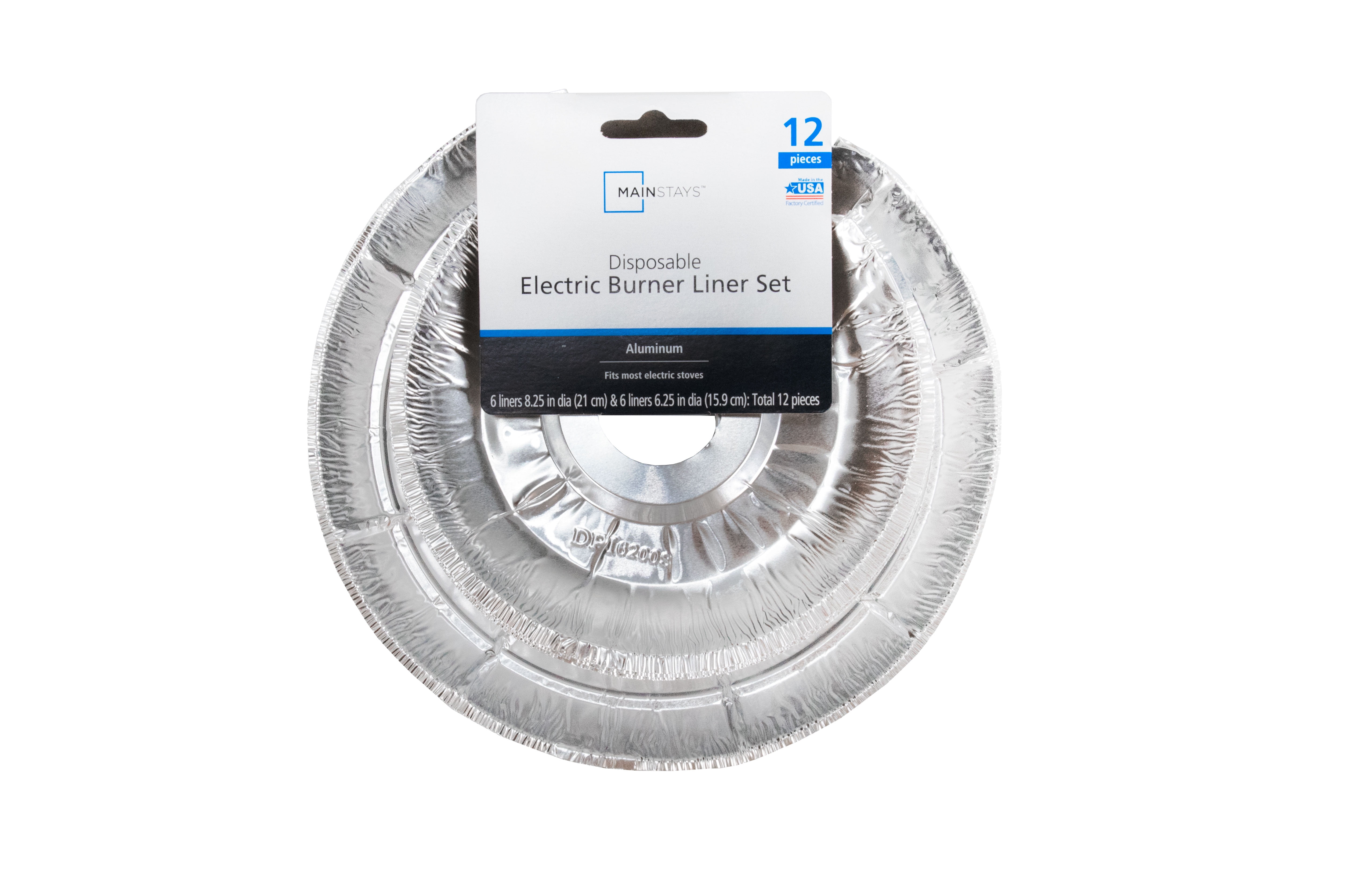 Mainstays Disposable Aluminum Foil Electric Burner Liner Set, 12 Piece