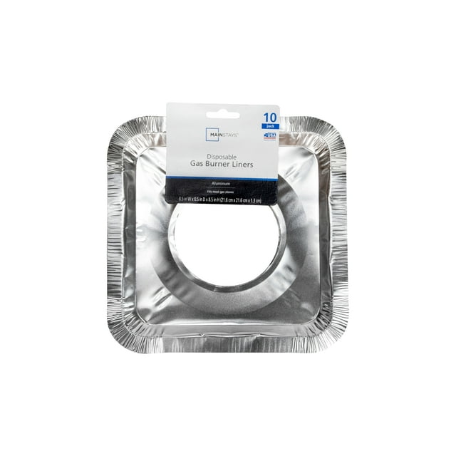 Mainstays Disposable Aluminum Foil Square Gas Burner Liners, 10 Count