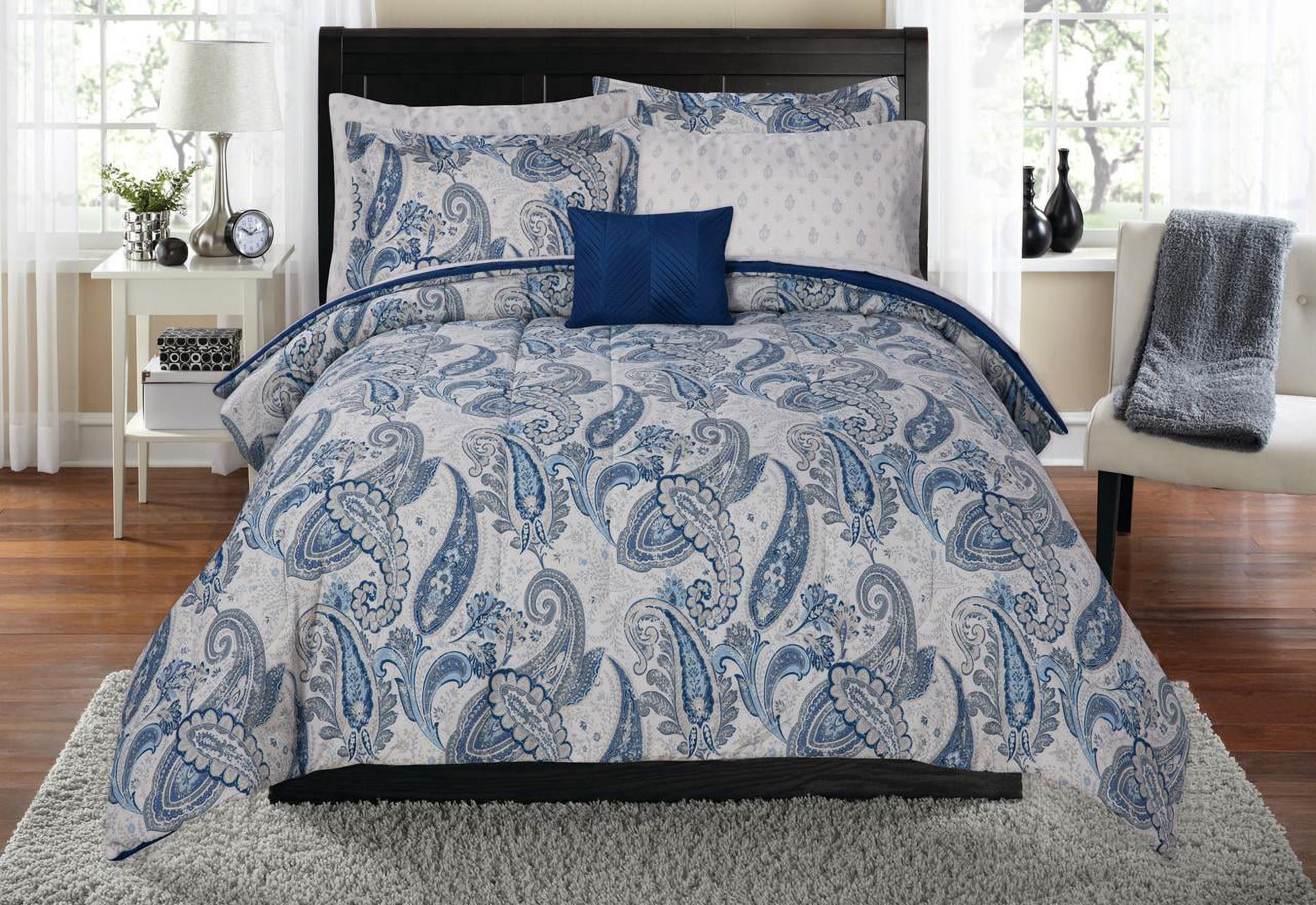Mainstays Distressed Paisley Bed in a Bag Coordinating Comforter Set