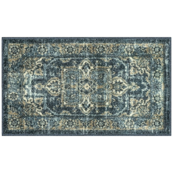Mainstays Distressed Vintage Blue Persian Indoor Accent Rug, 1'8"x2'10"