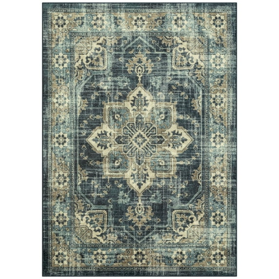 Mainstays Distressed Vintage Blue Persian Indoor Area Rug, 7' x 10'