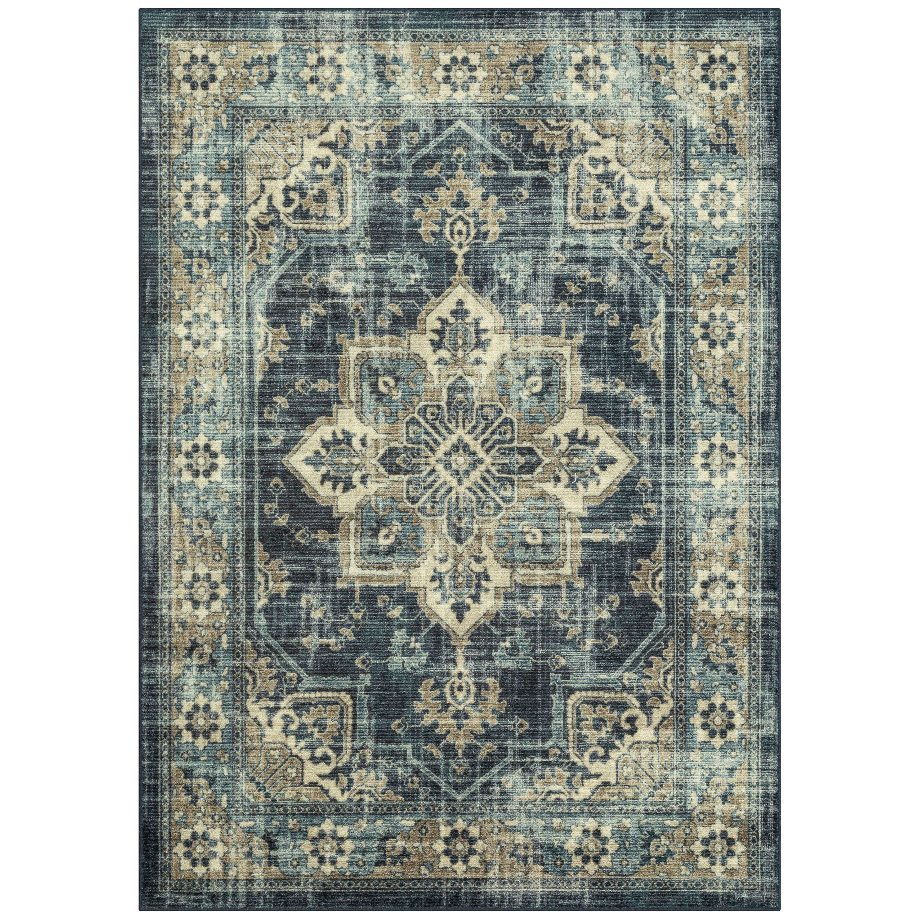 Mainstays Slate Blue Floral Indoor Area Rug 4 11 x 6 6