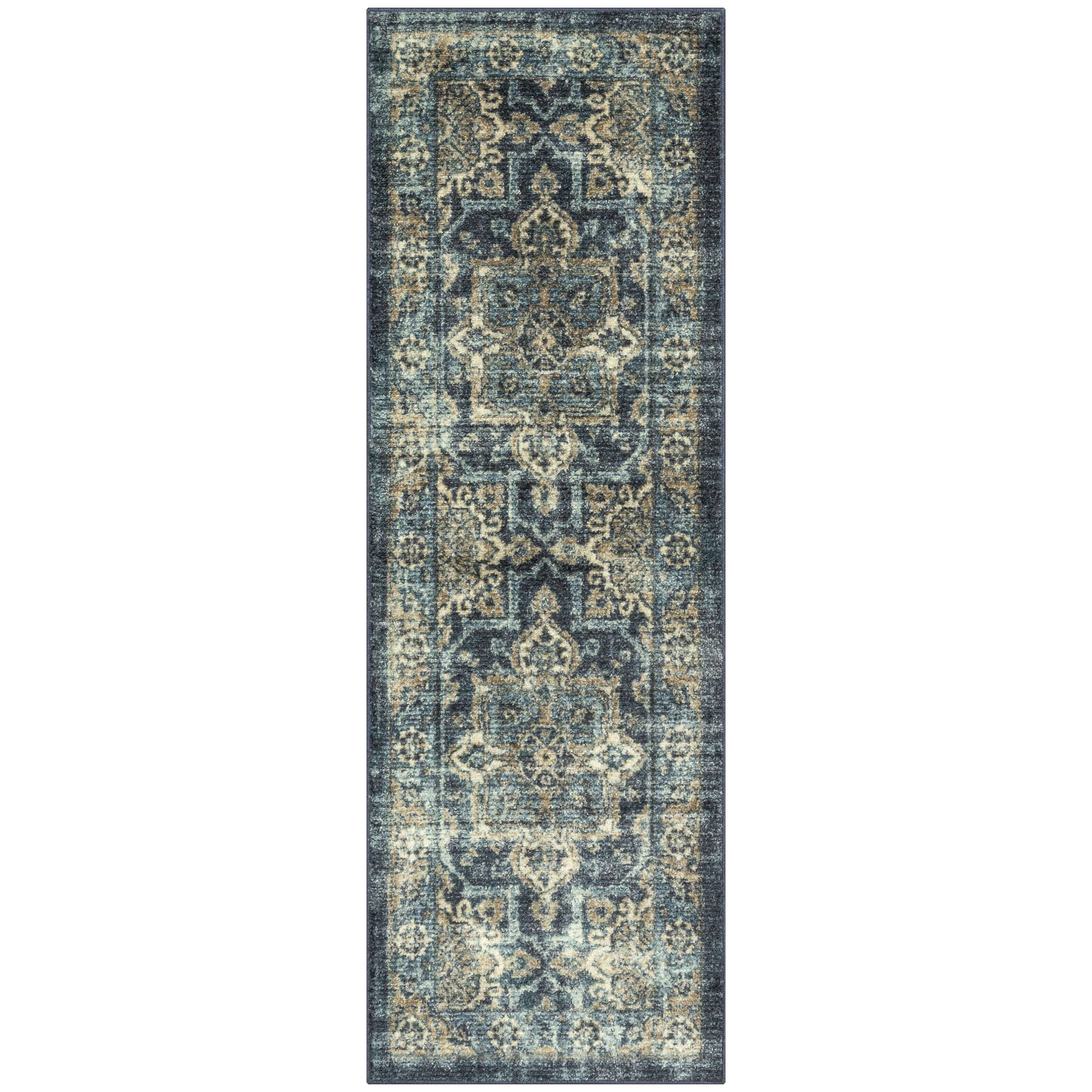 Mainstays Distressed Vintage Blue Persian Indoor Runner Rug, 2'x6'
