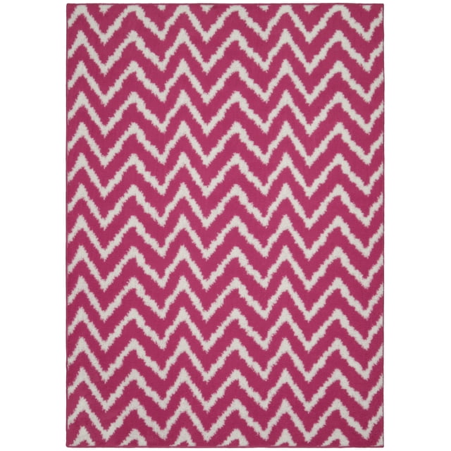 Mainstays Distressed Zig Zag Pink/White Indoor Throw Rug, 45