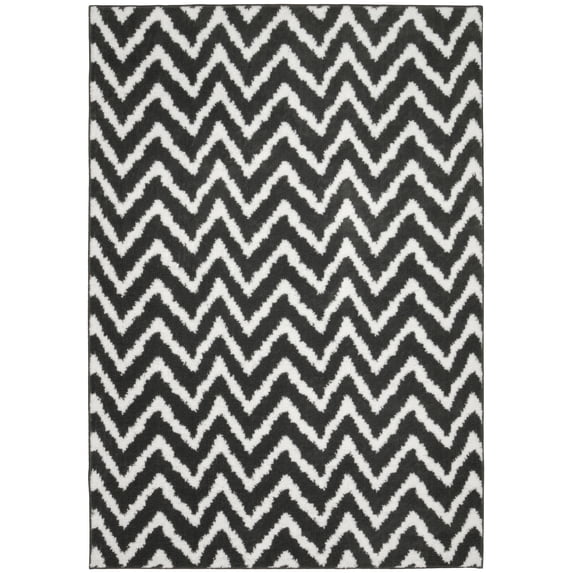 Mainstays Distressed Zig Zag Polypropylene Cinder Gray/White Indoor Area Rug, 7'6" x 9'6"