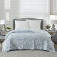 thumbnail image 1 of Mainstays Botanical Floral Stitched Quilt, King, Light Blue, Reversible Lightweight Bedding, 1 of 8