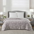 thumbnail image 1 of Mainstays Queen Quilt Light Purple Coverlet Stitched Botanical Floral Design, 1 of 9