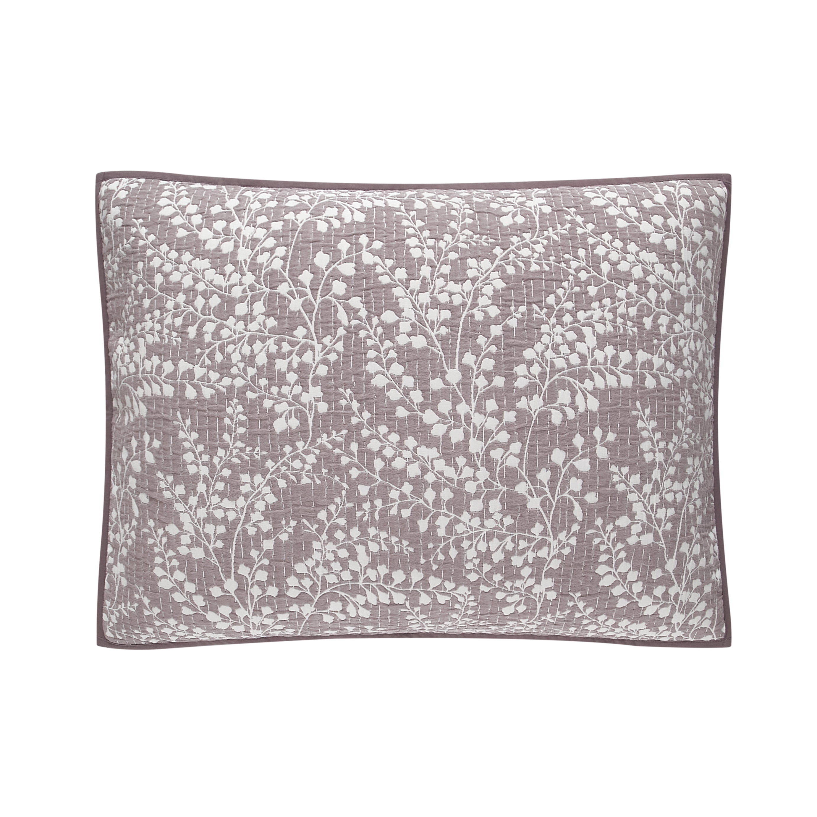 Mainstays Botanical Floral Stitched Pillow Sham, King, Light Purple, 1 Pack