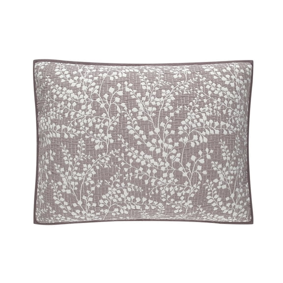 Mainstays Botanical Floral Stitched Pillow Sham, Standard, Light Purple, 1 Pack