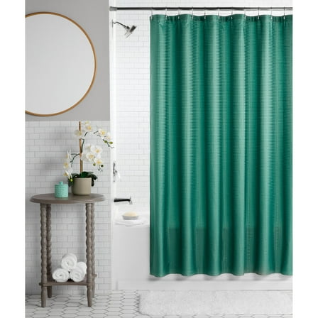 Mainstays Dobby Dot 13 Piece Shower Curtain and Hook Set, 72 x 72, Green