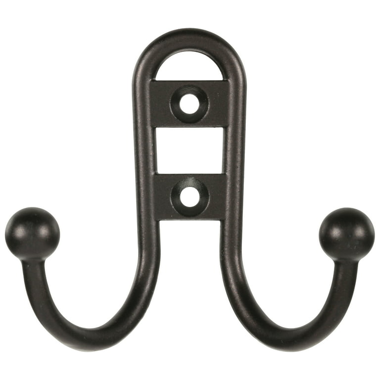 Mainstays, Double Hook Bronze Metal Hook, Mounting Hardware Included, 10 lb  Limit