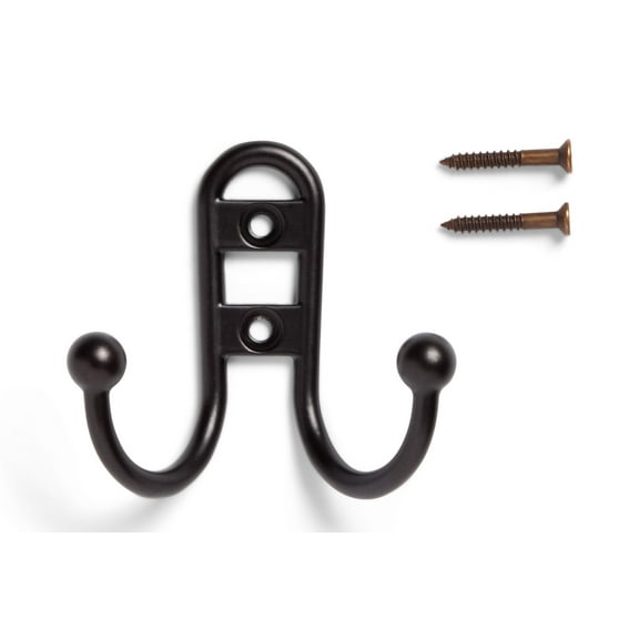 Mainstays, Double Hook Bronze Metal Hooks, for Hanging Towels and Coats, 10 lbs Capacity, 1 Pc