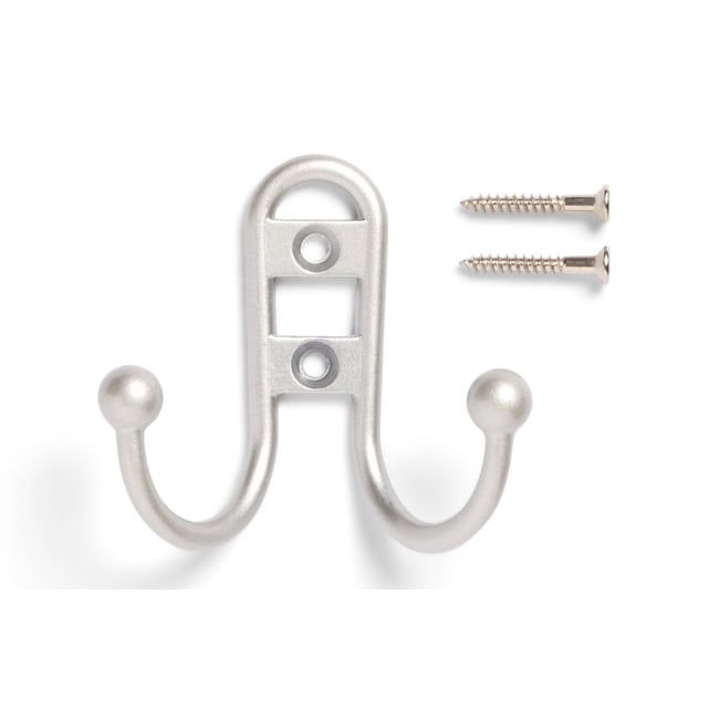 Mainstays, Double Hook Satin Nickel Metal Hooks, for Hanging Towels and ...
