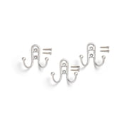 Mainstays Double Coat Hooks, Metal, Satin Nickel, 3-Pack