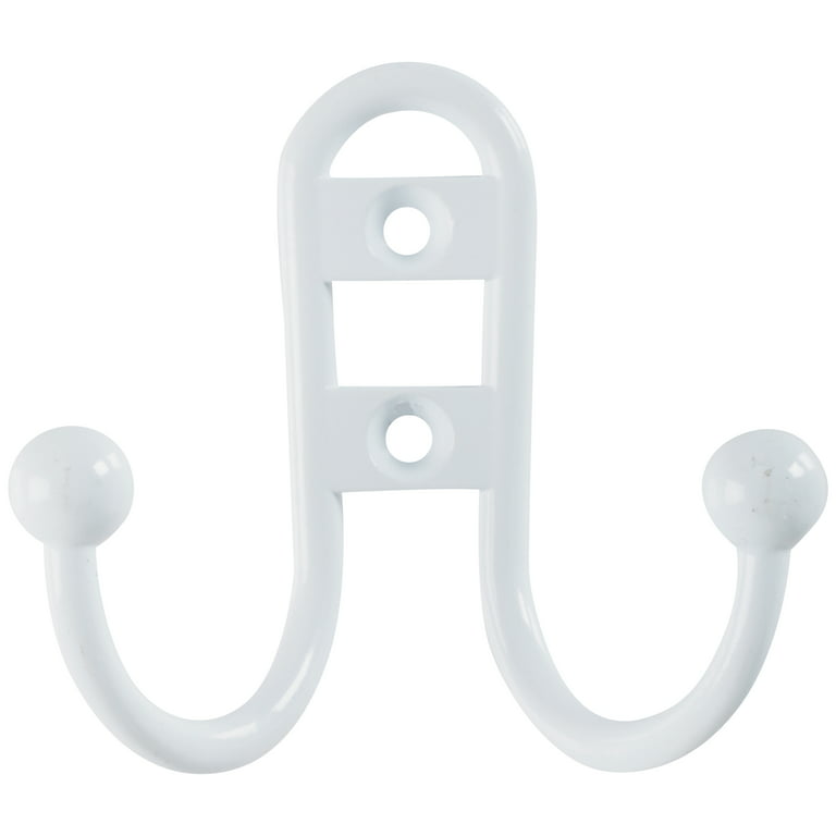 Mainstays, Double-Hook White Hoop Coat Hook, Mounting Hardware Included, 1  Hoop Hook, 10 lb Limit