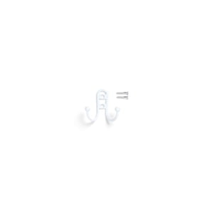 Mainstays, Double Hook White Metal Hooks, for Hanging Towels and Coats, 10 lbs Capacity, 1 Pc