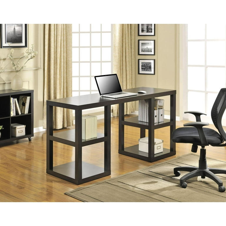 55 Modern White Computer Desk Rectangular Home Office Desk with Pedestal Base