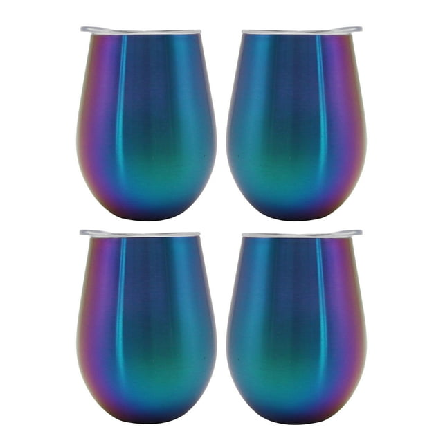 Mainstays Double Wall Stainless Steel 10 oz. Rainbow Wine Tumblers, 4 Pack