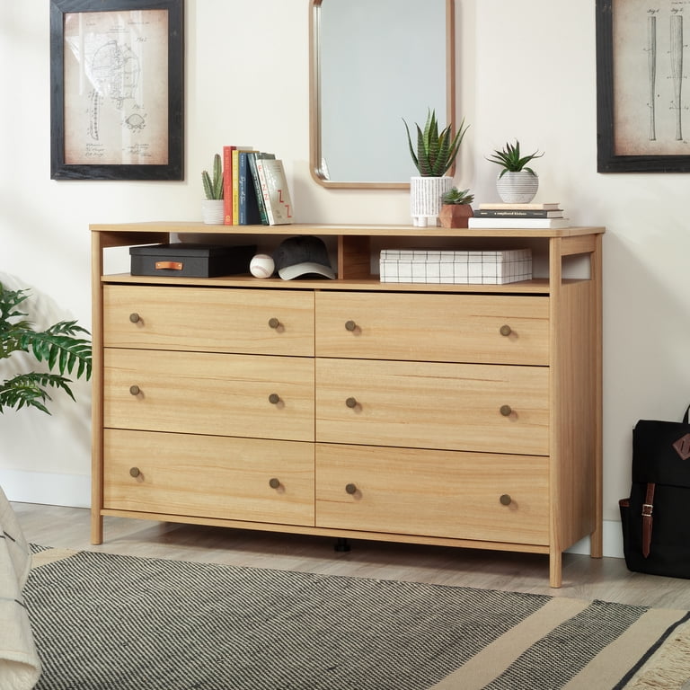 Mainstays Dowel 6 Drawer Dresser, Natural Teak Finish - Walmart.com