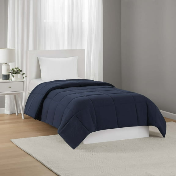 Mainstays Twin/Twin XL Comforter, Down Alternative, All-Season, Navy