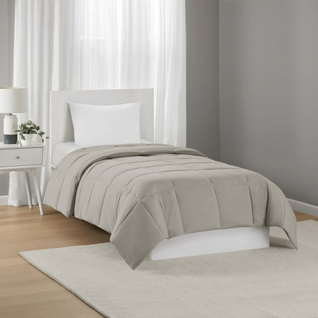 Mainstays Down Alternative Comforter, Stone, T/TXL, All Ages, All Season, Unisex