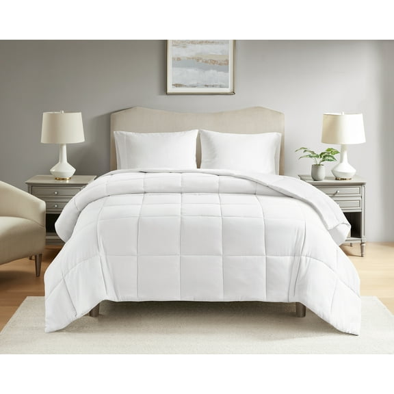 Mainstays Full/Queen Comforter, Down Alternative, All-Season, White