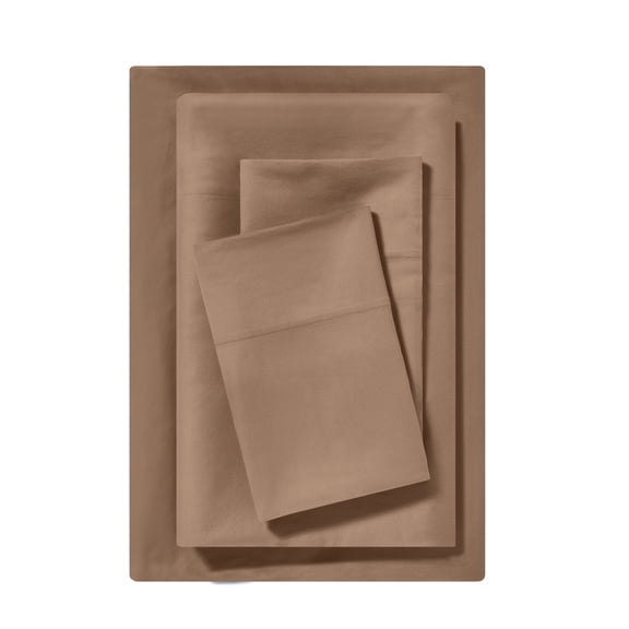 Mainstays Dreamy Soft 4-Piece Bed Sheet Set, 100% Cotton, 220 Thread Count Brushed and Washed Sateen, Deep Pocket, Full, Teddy Bear Brown