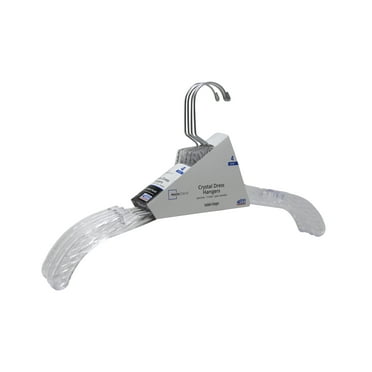 Mainstays Dress Hanger, 4 Pack, Adult, Crystal Clear Plastic, Swivel Neck