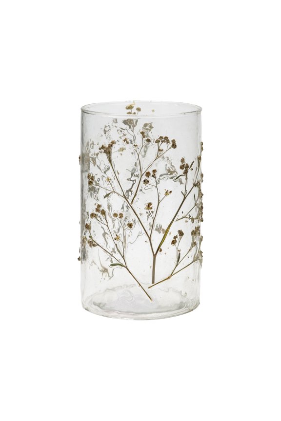 Decorative Dried Floral Glass Vase, 7.75"