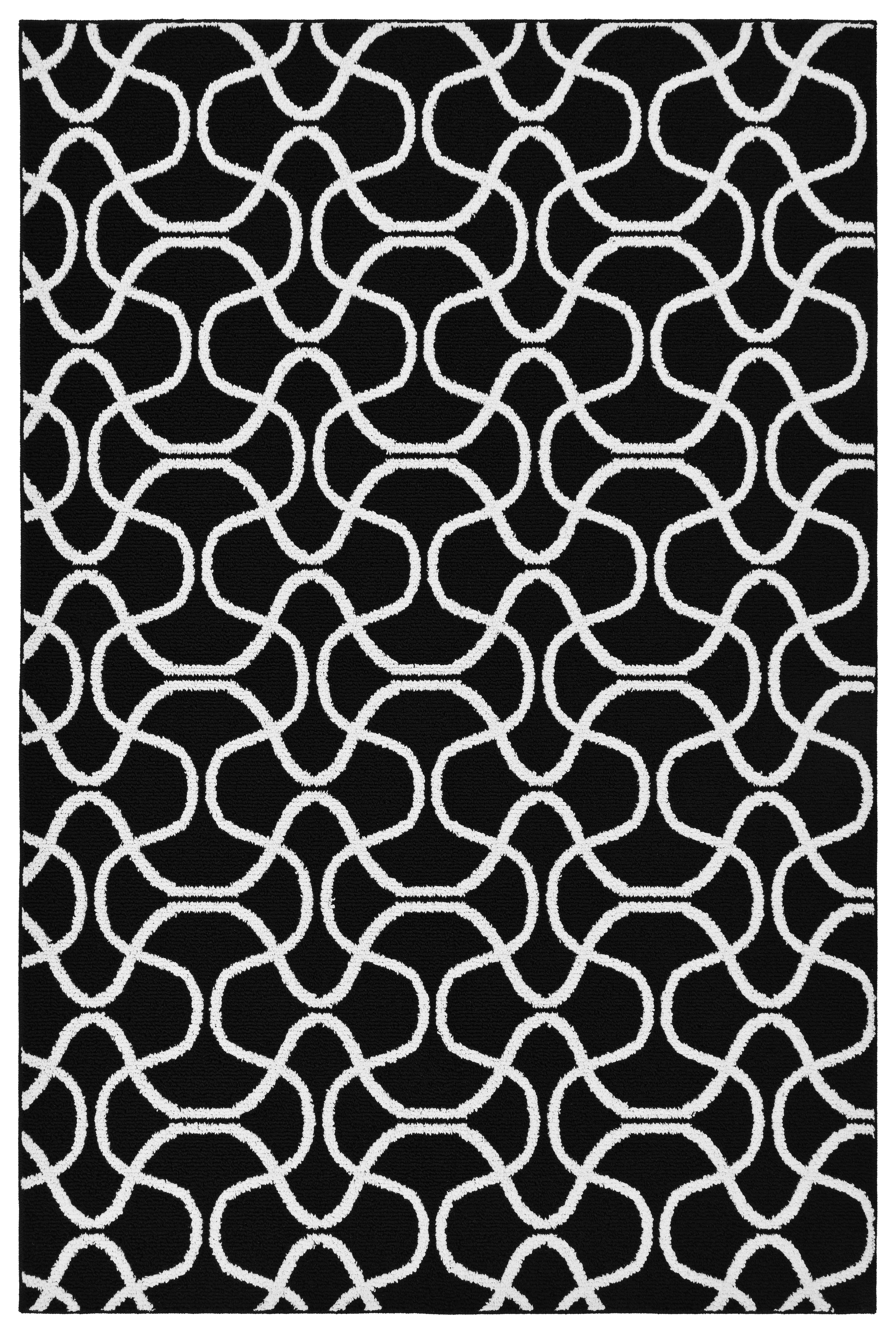 Mainstays Drizzle Black/White 45"x66" Abstract Indoor Area Rug - image 1 of 4