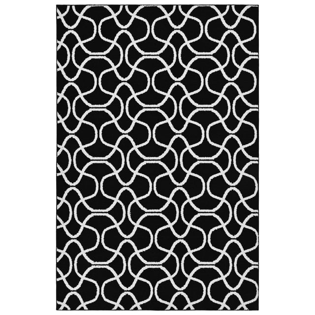 Mainstays Drizzle Black/White 45"x66" Abstract Indoor Area Rug