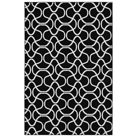 Mainstays Drizzle Black/White Indoor Area Rug, 6' x 9'