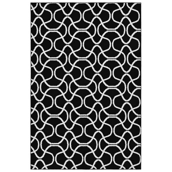 Mainstays Drizzle Black/White Indoor Area Rug, 7'6" x 9'6"