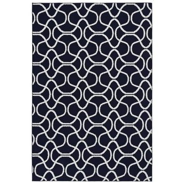 Mainstays Drizzle Navy/White Indoor Area Rug, 6' x 9'