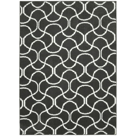 Mainstays Drizzle Cinder Gray/White Indoor Area Rug, 45" x 66"
