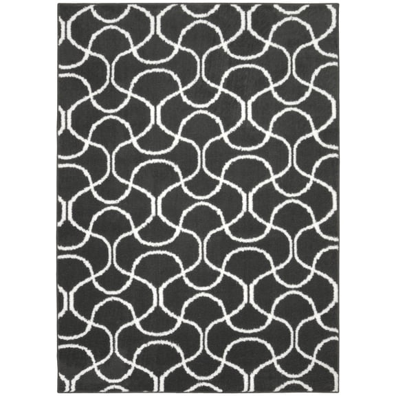 Mainstays Drizzle Cinder Gray/White Indoor Area Rug, 7'6" x 9'6"