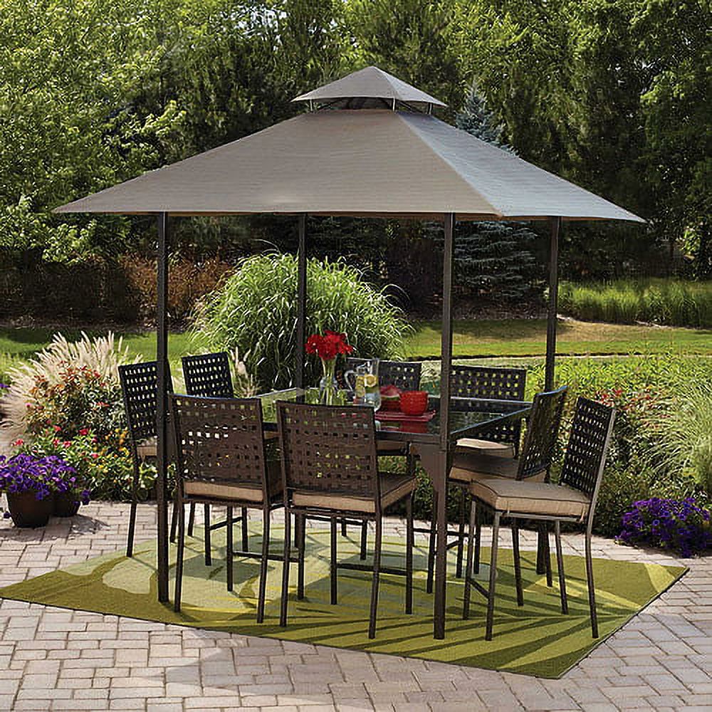 Mainstays Droma Outdoor Patio Dining Set, Cushioned Metal Bar Height with Canopy, Seats 8 - image 1 of 8