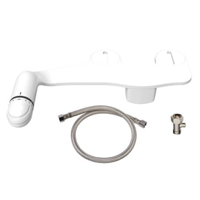 Mainstays Dual Nozzles Bidet Attachments with Self Cleanig Daisy White, Slim Size