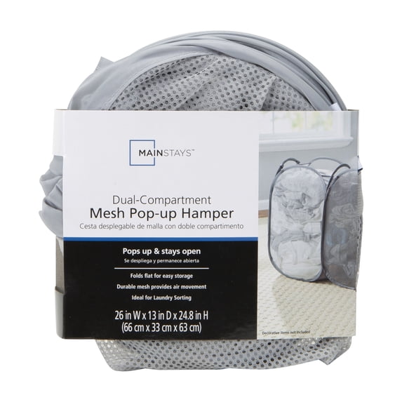 Mainstays Dual Pop-up Mesh Laundry Hamper with Durable Design