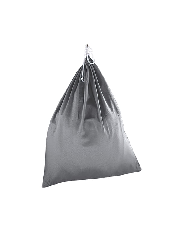 Durable Drawstring Polyester Cotton Laundry Bag in Gray for Clothing Storage