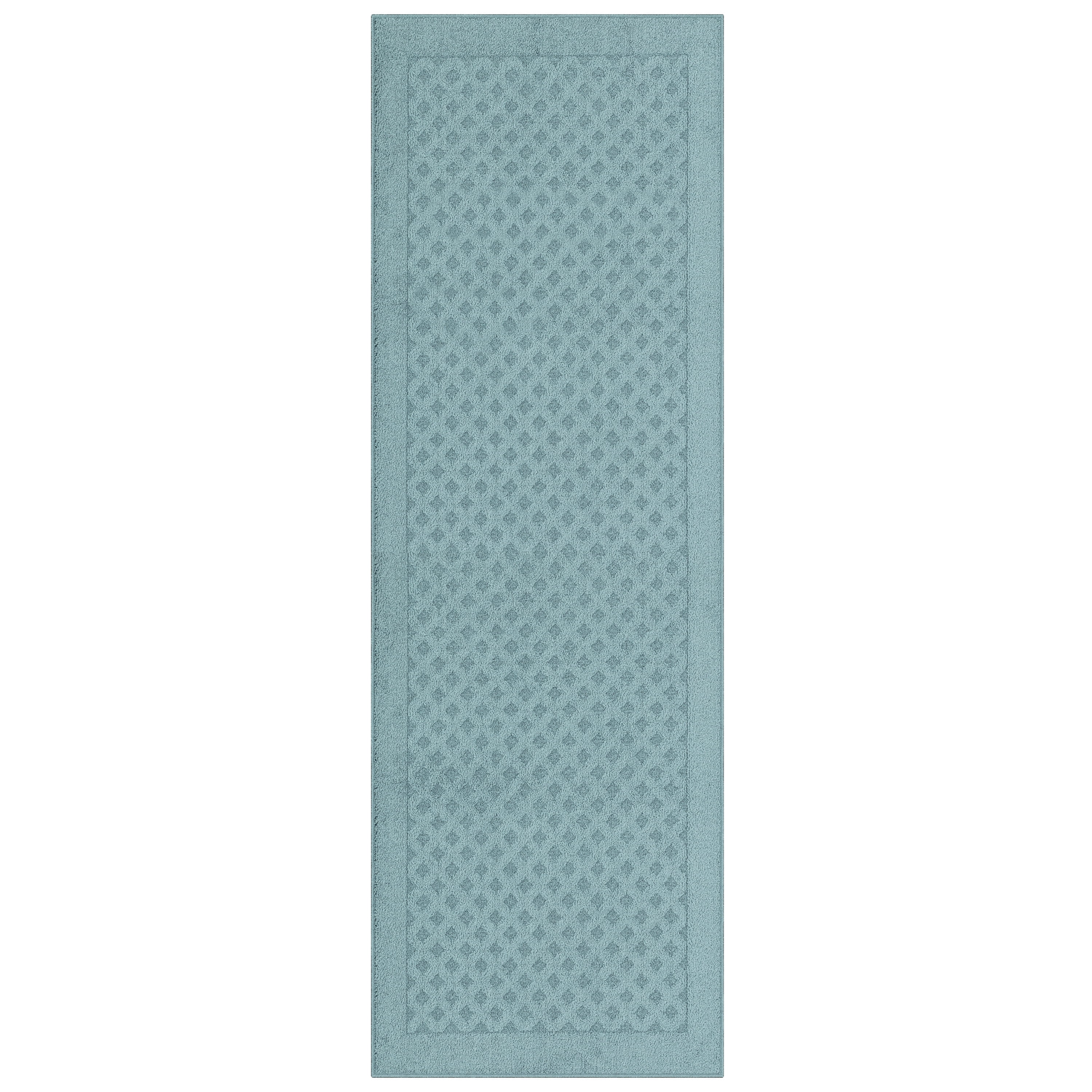 Mainstays Traditional Dylan Solid Diamond Runner Rug, Blue, 2'6" x 8'