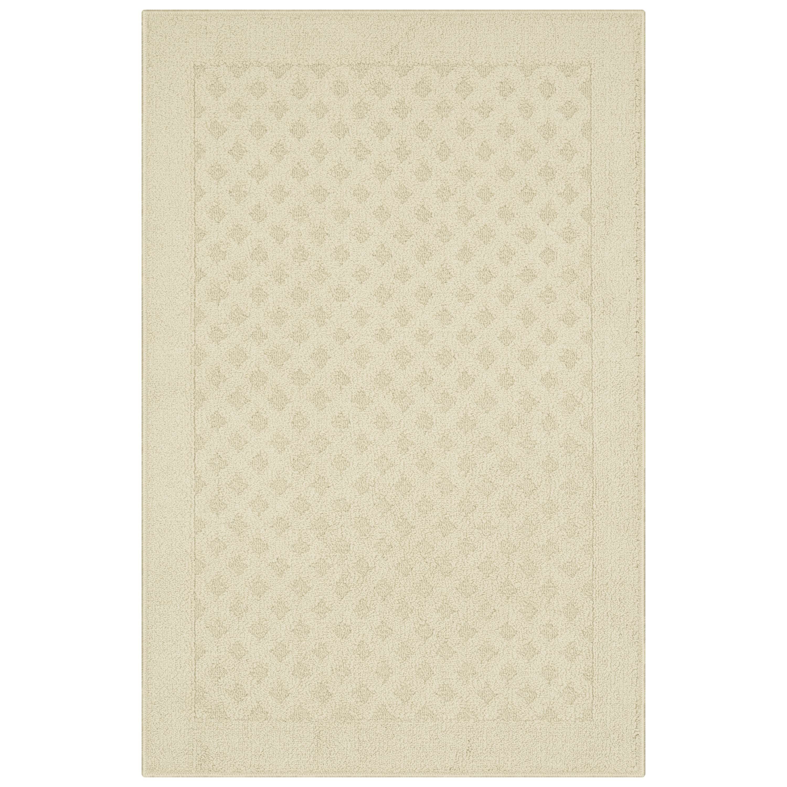 Mainstays Dylan Solid Diamond Indoor Accent Rug, Beige, Skid-Resistant, 2'6" x 3'10"