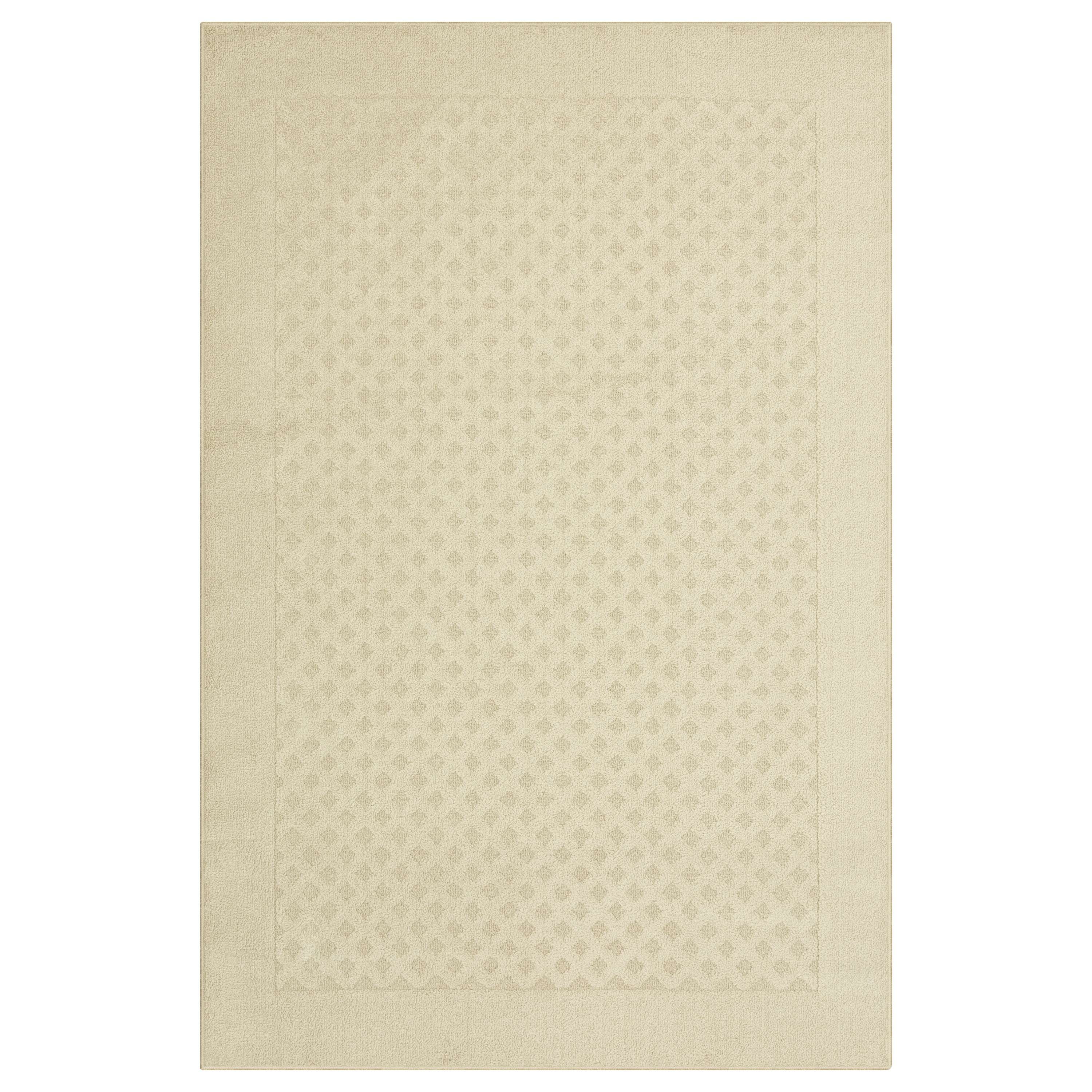 Mainstays Dylan Solid Diamond Olefin Beige Indoor Area Rug, 4'x5'4"